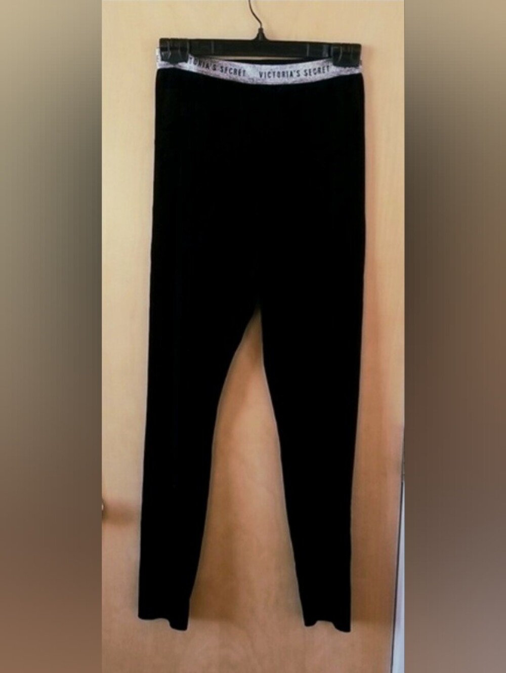 NWOT Victoria's Secret Black Velour Leggings Tapered Stretch Pull On Pants Y2K